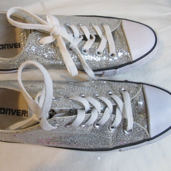 CONVERSE ALL STAR~SILVER MESH SEQUINED~GREAT FOR WEDDING~SIZE 8 - Picture 8 of 9